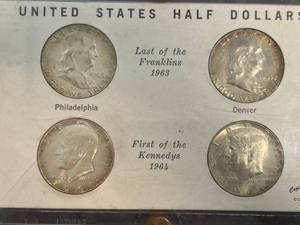 lot 70 image: 4 US HALF DOLLARS SET 2 FRANKLINS 2 KENNEDYS
