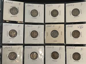 lot 74 image: SHEET OF 17 US MERCURY DIMES