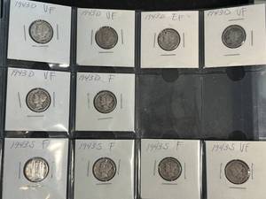 lot 77 image: SHEET OF 18 US MERCURY DIMES