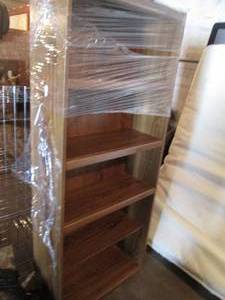 lot 153 image: Tall wood tone 6-tier bookshelf