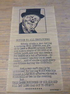 W.C. Fields Notice to All Employees Wall Hanging