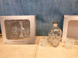 2 Sets of Crystal Head Decanters and Shot Glasses