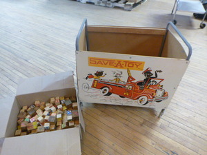 Vintage Toy Box and Wooden Blocks