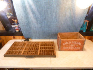 Vintage Desk Divider and Wood Crate