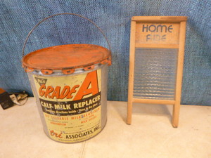 Vintage Bucket and Washboard