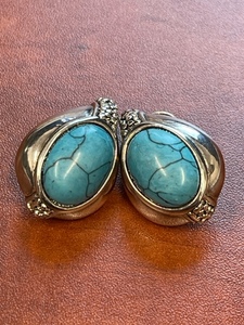 lot 18 image: Premier Designs Silvertone Faux Turquoise Clip on Earrings