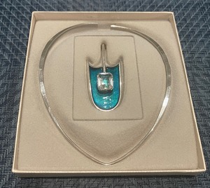 lot 1 image: Vintage Norwegian-Norway Uni David Anderson 925S Blue Enamel Crystal Pendant with Necklace