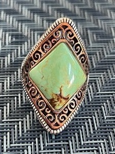 lot 6 image: BARSE .925 Sterling Silver Rose Gold Plated Accent Turquoise Rhombus Ring Size 5 12