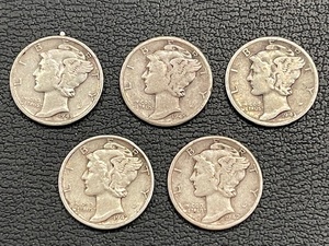 lot 63 image: Mercury Silver Dimes