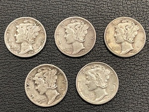 lot 69 image: Mercury Silver Dimes