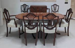 lot 1 image: Elegant Vintage Dining Table and Chairs