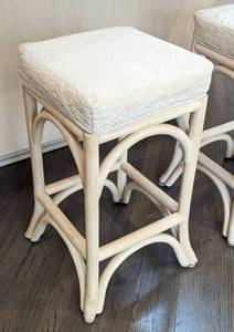 lot 21 image: Pair of Rattan Counter Height Stools