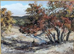 lot 25 image: Frame Scenic Oil on Board Painting by Olive Vandruff
