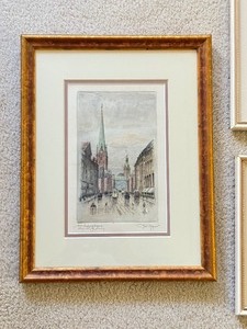 lot 94 image: Three Framed Vintage Colored Etching Prints