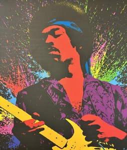 lot 34 image: Jammin Jimmy Hendrix Paint Splatter Rock and Roll Framed Print