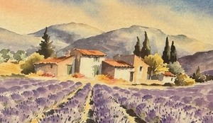 lot 94 image: Lavender Field framed Print by Bouquet