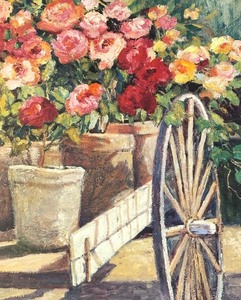 lot 118 image: Fantastic Floral Wagon Framed Print by Dawna Darton