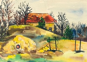 lot 134 image: Highland Original Watercolor Painting by P.B. Johnson
