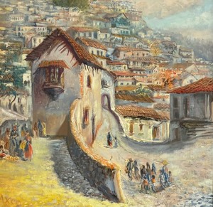 lot 178 image: Lovely Scenic Original Oil on Canvas Painting by Taxco