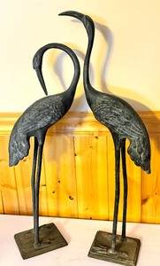 lot 23 image: Pair of Art Deco Style Metal Bird Figurines