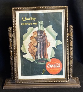 lot 28 image: Two Framed Coca-Cola Prints in Vintage Art Deco Frames