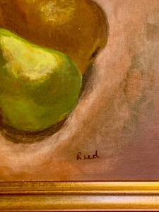 lot 309 image: Original Oil by Patsy Reed Three Pairs of Pears