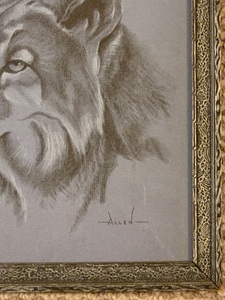 lot 311 image: Stunning Print of a Wolf on Blue Background by Allen