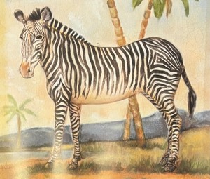 lot 210 image: Camel and Zebra Framed Prints by A. Churchill