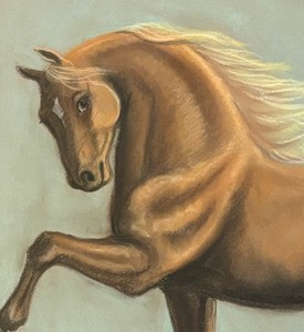 lot 214 image: Vintage Original Horse Pastel Drawing
