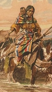 lot 217 image: Toll Squaw Travels Framed Print by C.M. Russell