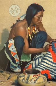 lot 221 image: Vintage Santa Fe Railroad Print by E. Irving Couse