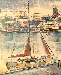 lot 224 image: Seaside Framed Watercolor by Alfred Birdsey