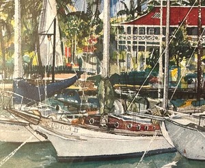 lot 231 image: Lahaina Harbor Limited Edition Framed Print by Kenneth Grindeland