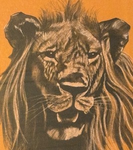 lot 237 image: Vintage Fierce Lion Framed Print by Allen