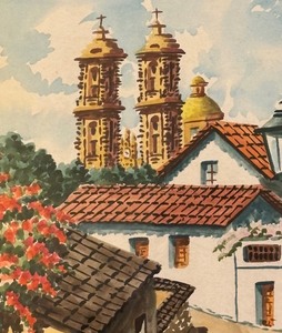lot 243 image: Scenic Framed Watercolor by J. Cruz