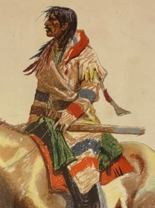 lot 244 image: A Bunch of Buckskins Framed Print by Frederic Remington