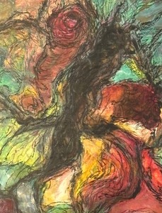 lot 248 image: Lava Flows Framed Encaustic Crayon and Grease Pencil Artwork  by Janet M. Czaia