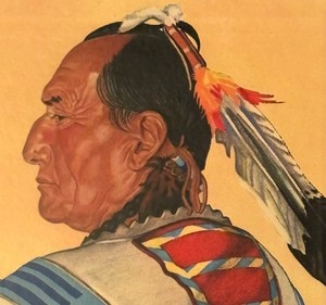 lot 253 image: Crow Chief Framed Print by Winold Reiss