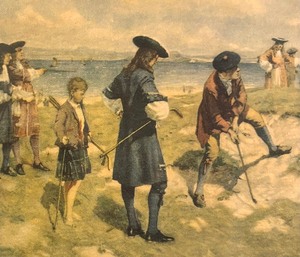 lot 264 image: The First International Foursome Framed print by Allen Stewart
