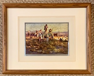 lot 323 image: Set of Metallic Look Western Prints In The Wake of The Buffalo Runners and Smoking Them Out