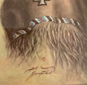 lot 325 image: Beautiful Vintage Framed Print, Native American Portrait by Bill Hampton
