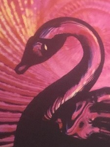 lot 327 image: Vintage Gold Framed Colorful Swan Print