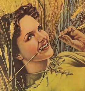 lot 279 image: Girl in the Barley Field Vintage Grain Belt Beer Advertising Print