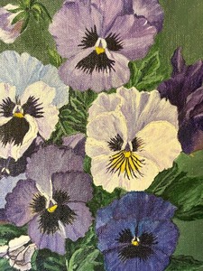 lot 282 image: Lovely Unframed Original Floral Painting by C. McGuire