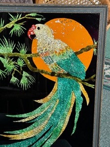 lot 15 image: Mid Century Foil Parrot Picture