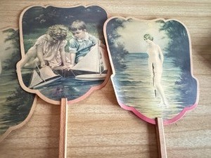 lot 388 image: Four Vintage Paper Advertising Fans from Oak Glen Dairy Farm