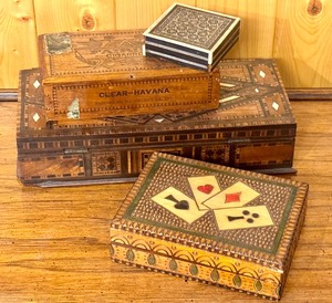 lot 376 image: Four Vintage Decorative Wooden Boxes