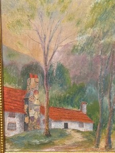lot 381 image: Vintage Framed Original Oil on Board Painting by George Herman