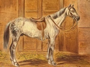 lot 363 image: Vintage Original Oil on Board Horse Painting