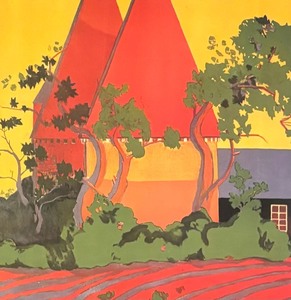 lot 438 image: Framed Print The Hop Gardens of Kent by Motor Bus